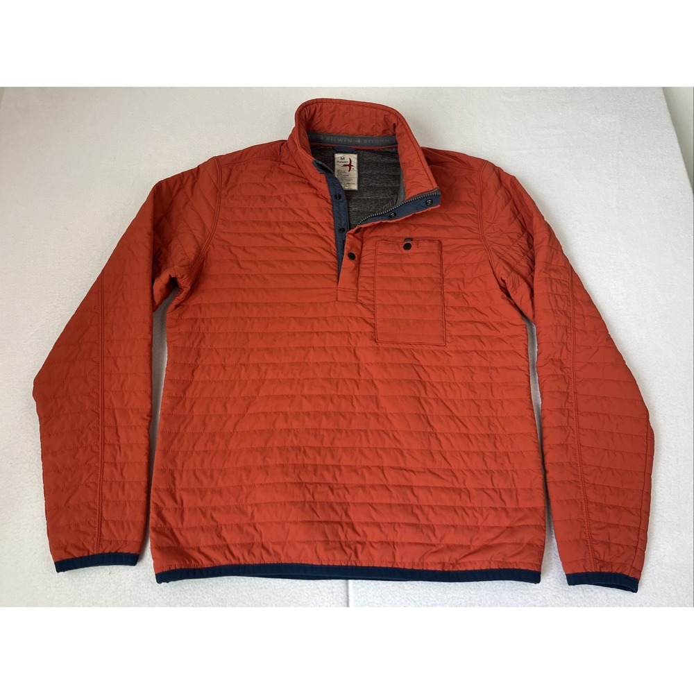 Relwen Quilted Snap Pullover Mens Medium Orange Windzip Popover Jacket